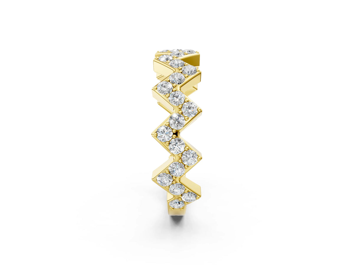 Yellow gold Zigzag Diamond Pave Round Eternity Band with Prong Setting_2