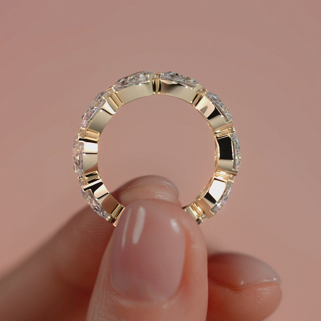 Yellow gold Pear Diamond Full Eternity Band