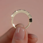Yellow gold Princess Cut Diamond Half Eternity Band with Bezel Setting