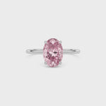 White gold Fancy Pink Oval Cut Diamond Hidden Halo Solitaire Engagement Ring with Prong Setting