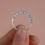 Silver Round Diamond Half Eternity Band with Graduated Prong Setting