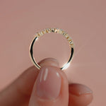 Yellow gold Pear and Round Diamond Curved Band with Prong Setting