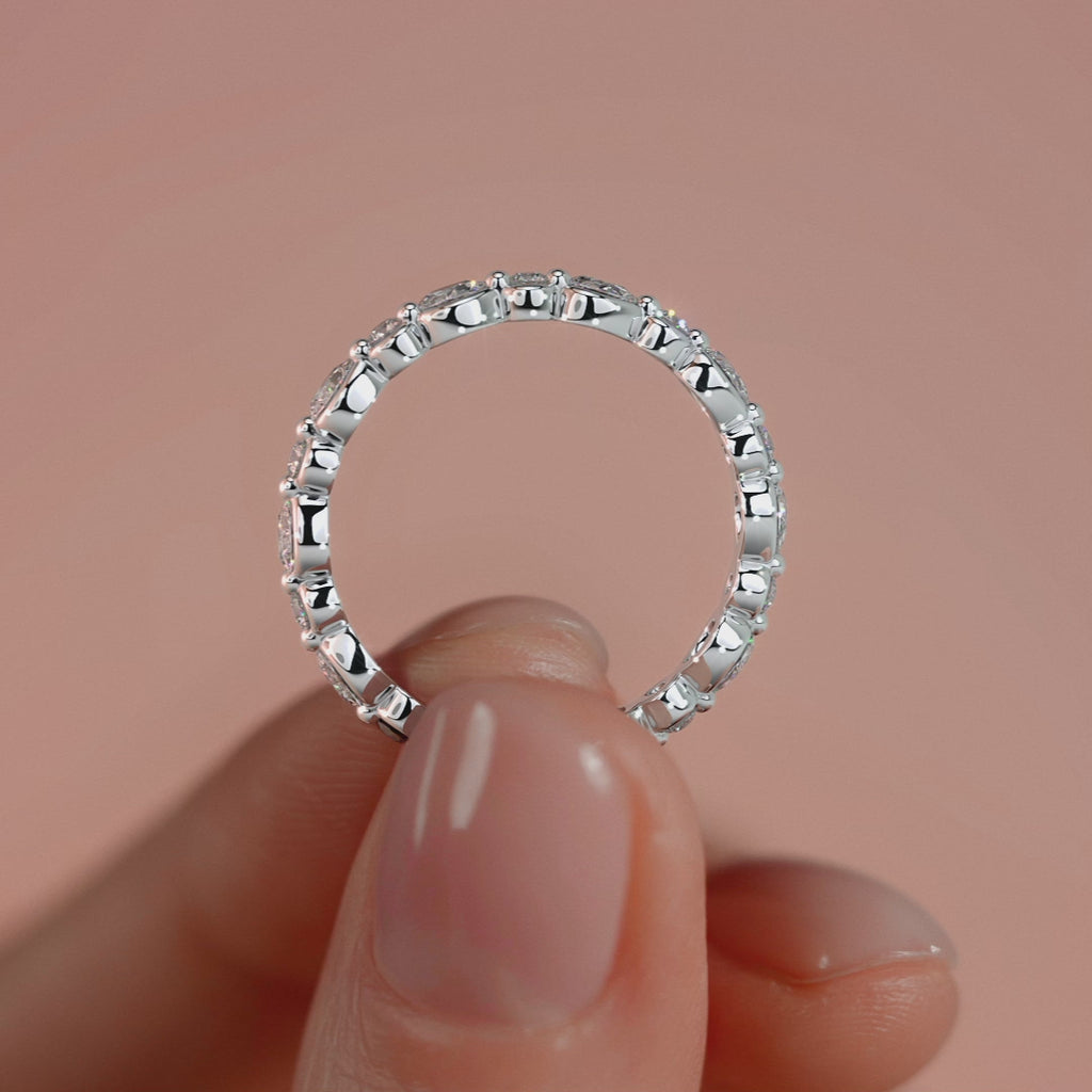 White gold Pear and Round Diamond Eternity Band