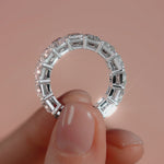 White gold Radiant Diamond Full Eternity Band with Shared Prong Setting
