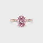 Rose gold Fancy Pink Oval Cut Diamond Solitaire with Pavé Band
