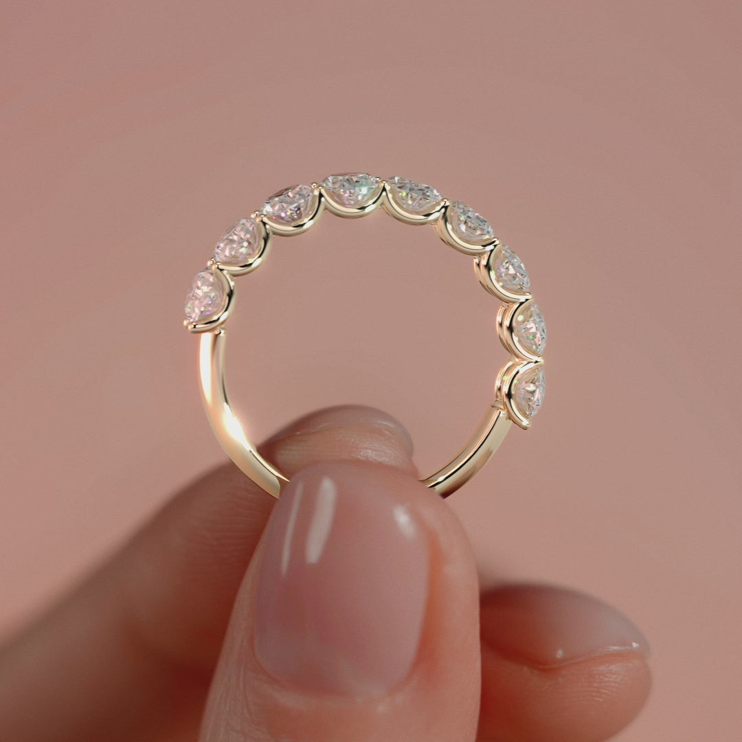 Yellow gold Oval Diamond Half Eternity Band