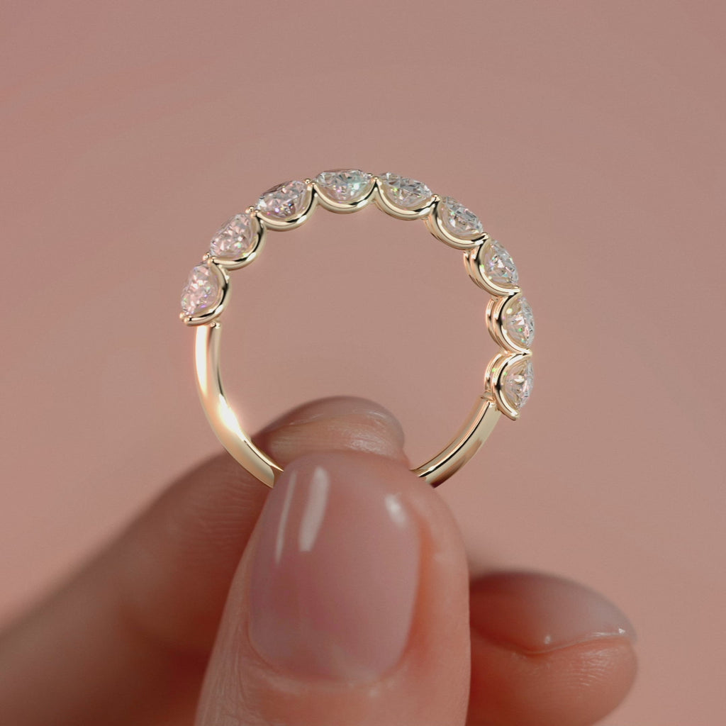 Yellow gold Oval Diamond Half Eternity Band