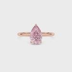 Rose gold Fancy Pink Pear Cut Diamond Hidden Halo Solitaire Engagement Ring with Prong Setting
