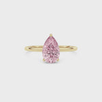 Yellow gold Fancy Pink Pear Cut Diamond Hidden Halo Solitaire Engagement Ring with Prong Setting