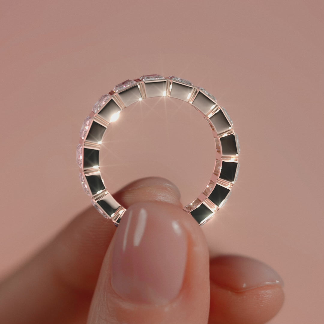 Rose gold Radiant Bezel Diamond Eternity Band