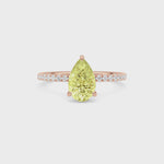 Rose gold Fancy Yellow Pear Cut Diamond Solitaire with Pavé Band