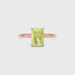 Rose gold Fancy Yellow Radiant Cut Diamond Hidden Halo Solitaire Engagement Ring with Prong Setting