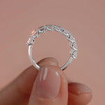 Silver Emerald Diamond Half Eternity Band