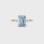 Rose gold Fancy Blue Emerald Cut Diamond Marquise Side Stone Engagement Ring
