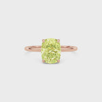 Rose gold Fancy Yellow Cushion Cut Diamond Hidden Halo Solitaire Engagement Ring with Prong Setting