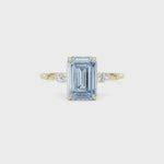 Yellow gold Fancy Blue Emerald Cut Diamond Marquise Side Stone Engagement Ring