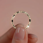 Yellow gold Baguette and Round Diamond Eternity Band