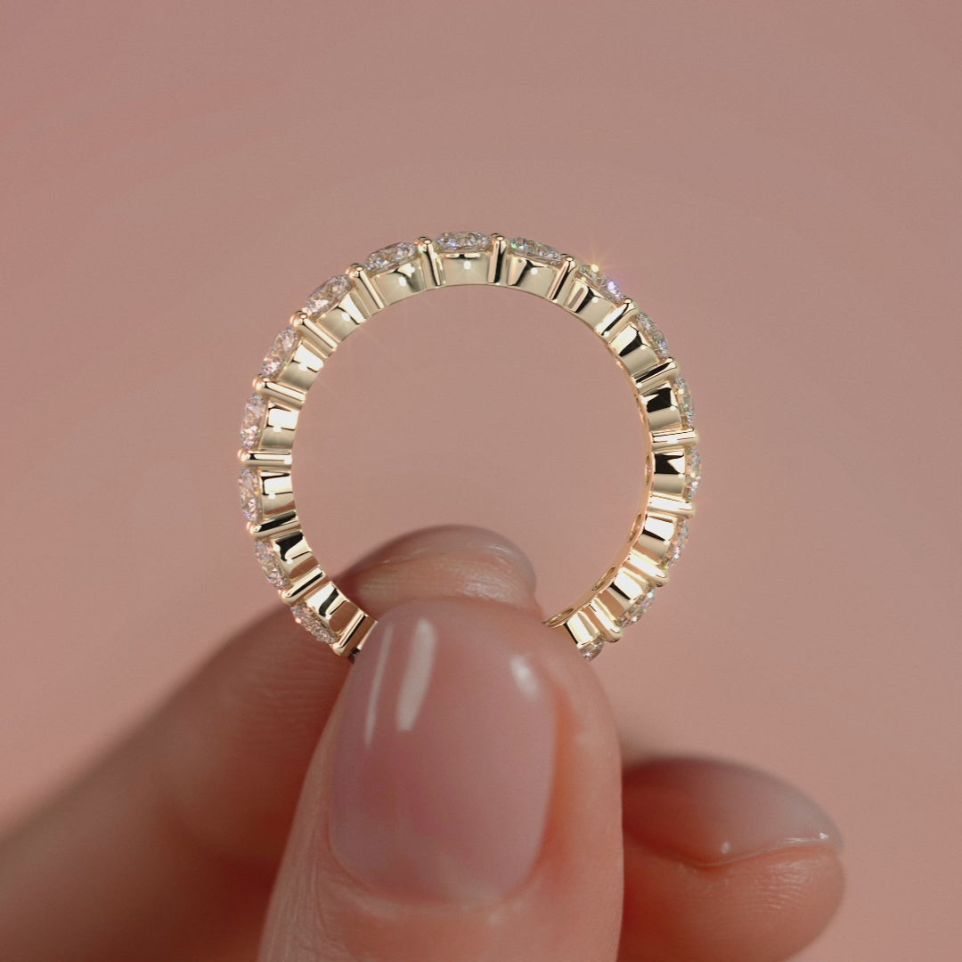 Yellow gold Round Diamond Eternity Band