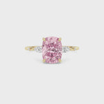 Yellow gold Fancy Pink Cushion Cut Diamond Marquise Side Stone Engagement Ring