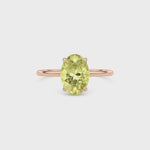 Rose gold Fancy Yellow Oval Cut Diamond Hidden Halo Solitaire Engagement Ring with Prong Setting