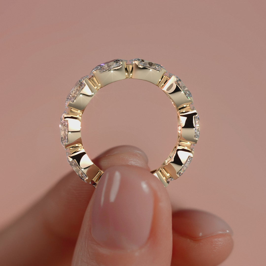 Yellow gold Oval Diamond Eternity Band