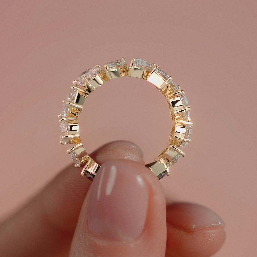 Yellow gold Multi Shape Diamond Eternity Band with Prong Setting