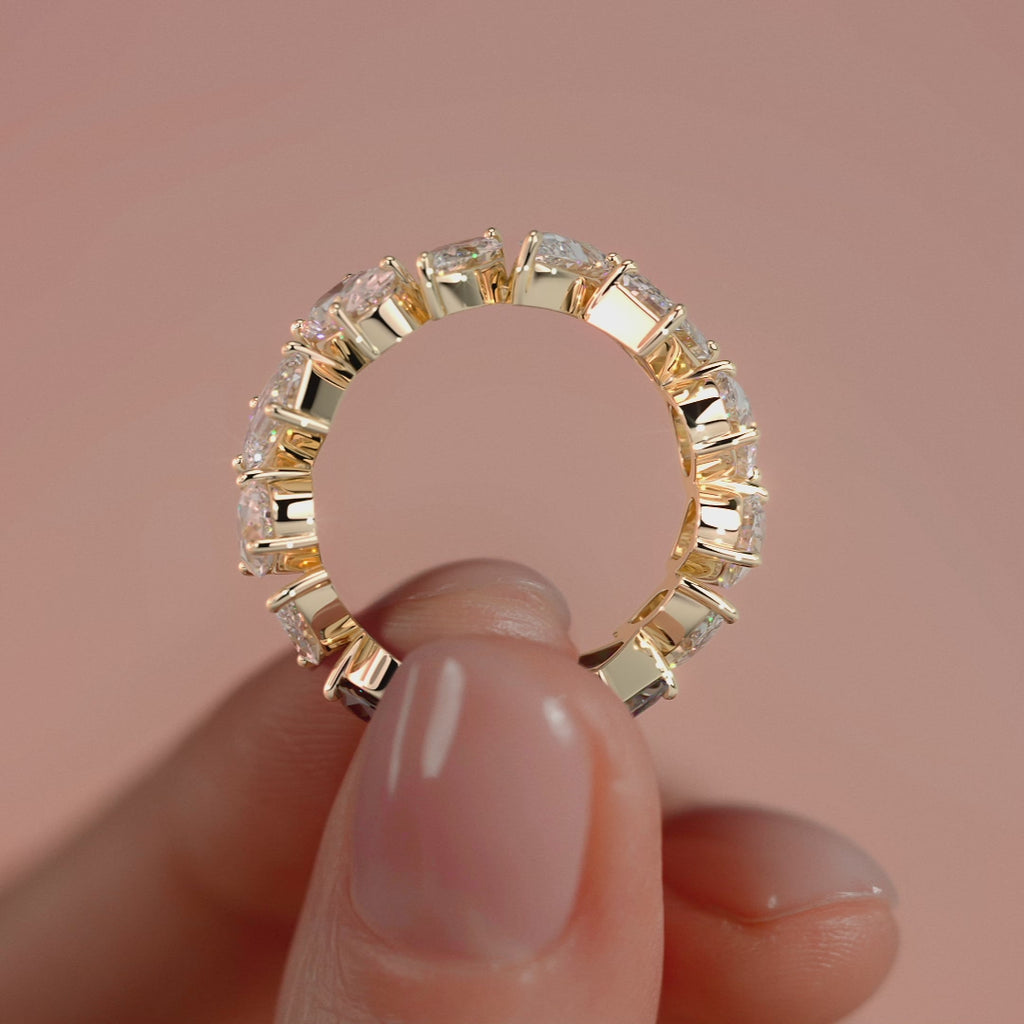 Yellow gold Multi Shape Diamond Eternity Band with Prong Setting