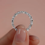White gold Multi Shape Diamond Eternity Band with Bezel Setting
