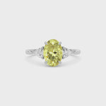 Yellow gold Three-Stone Fancy Yellow Oval Cut Diamond Ring with Trillion Side Stones