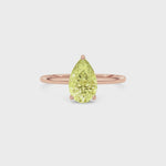 Rose gold Fancy Yellow Pear Cut Diamond Hidden Halo Solitaire Engagement Ring with Prong Setting