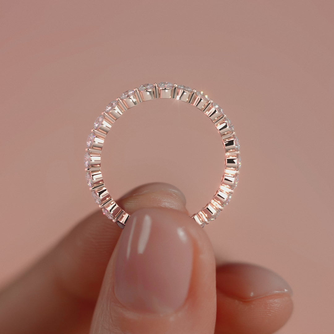 Rose gold Round Diamond Shared Prong Eternity Band