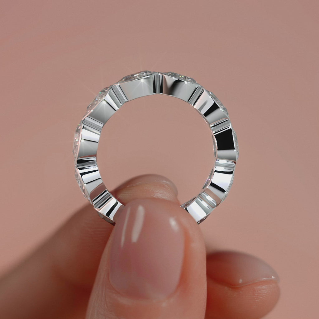 White gold East West Pear Bezel Diamond Eternity Band