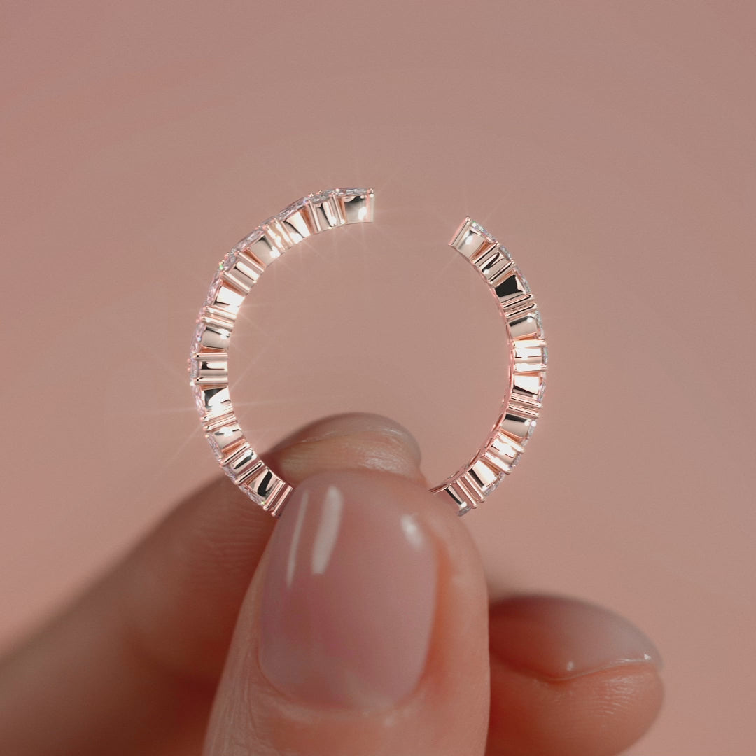 Rose gold Marquise and Round Diamond Open Eternity Band with Prong Setting