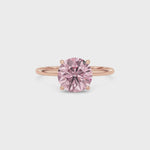 Rose gold Fancy Pink Round Cut Diamond Hidden Halo Solitaire Engagement Ring with Prong Setting