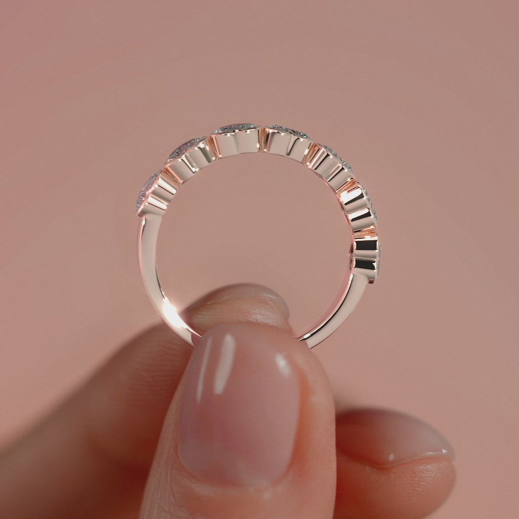 Rose gold Heart Half Bezel Diamond Eternity Band