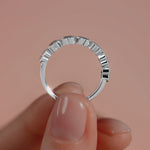 Silver Heart Half Bezel Diamond Eternity Band