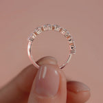 Rose gold Round Diamond Half Eternity Band with Graduated Prong Setting