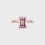 Rose gold Fancy Pink Emerald Cut Diamond Hidden Halo Solitaire Engagement Ring with Prong Setting