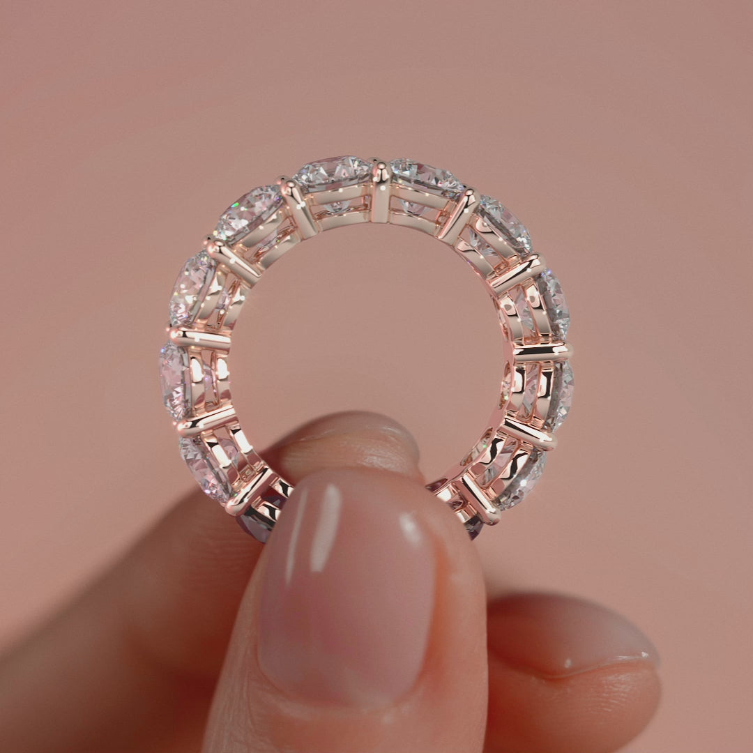 Rose gold Round Diamond Full Eternity Band with Shared Prong Setting