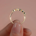 Yellow gold Multi Shape Diamond Half Eternity Band with Mixed Setting