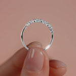 Silver Round Diamond Curved Cluster Band
