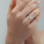 Silver Radiant Diamond Engagement Ring with Halo