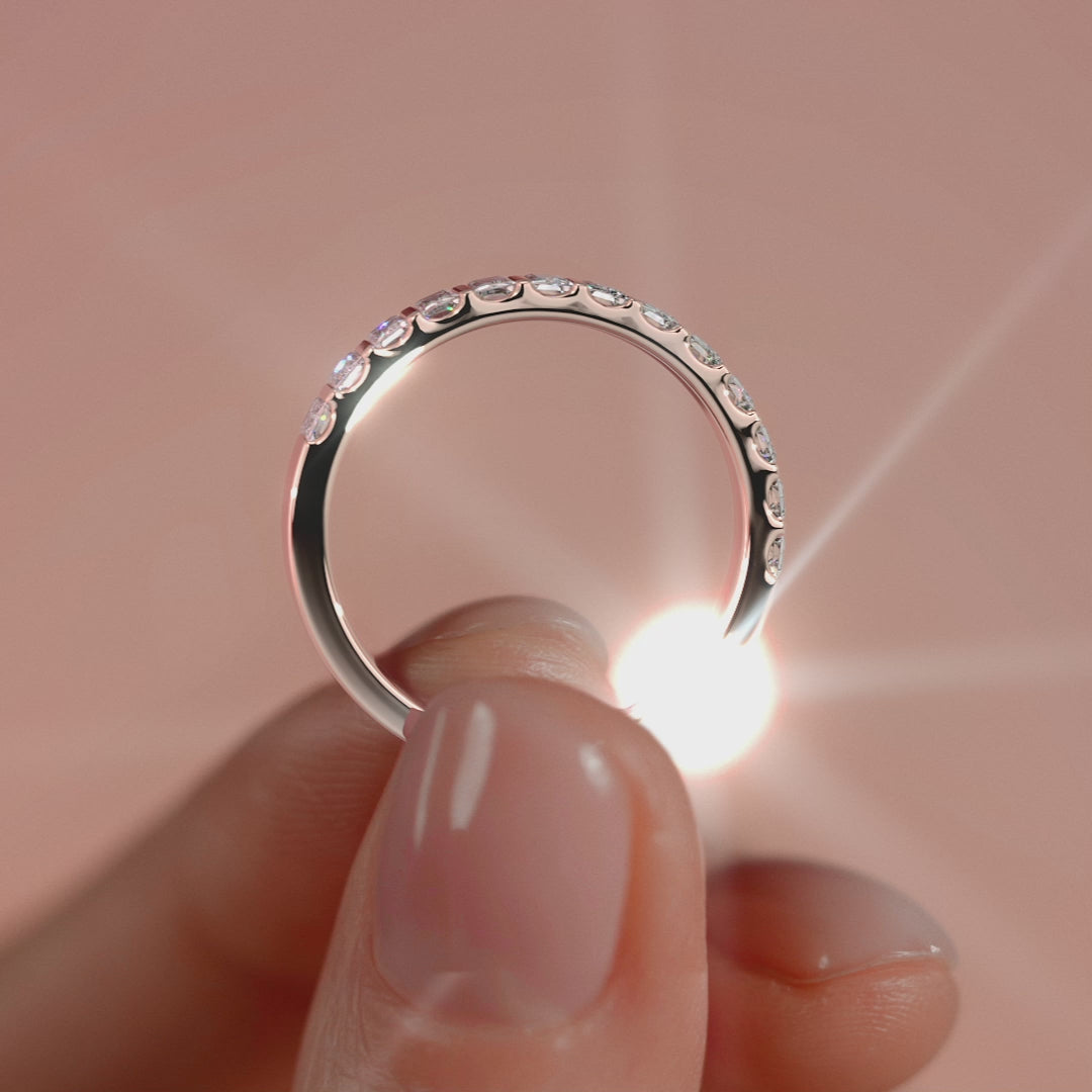 Rose gold Baguette Diamond Half Eternity Band with Bar Setting