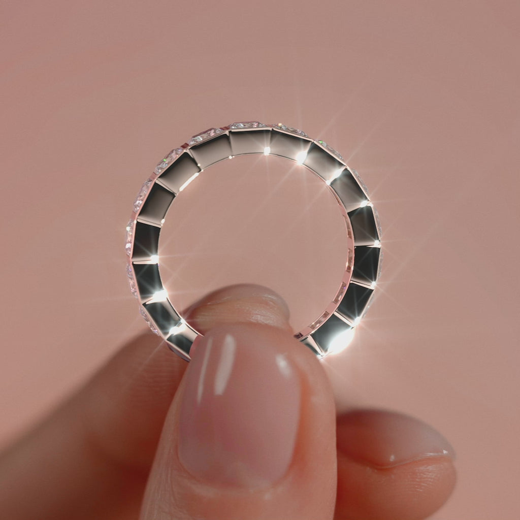 Rose gold Princess Bezel Diamond Eternity Band