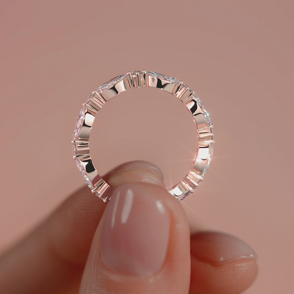 Rose gold Round and Marquise Diamond Full Eternity Band with Prong Setting