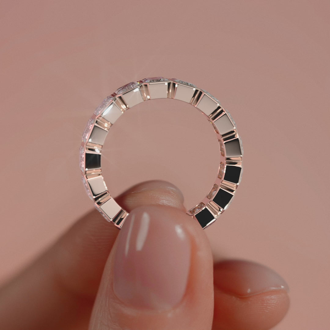 Rose gold Emerald Bezel Diamond Eternity Band