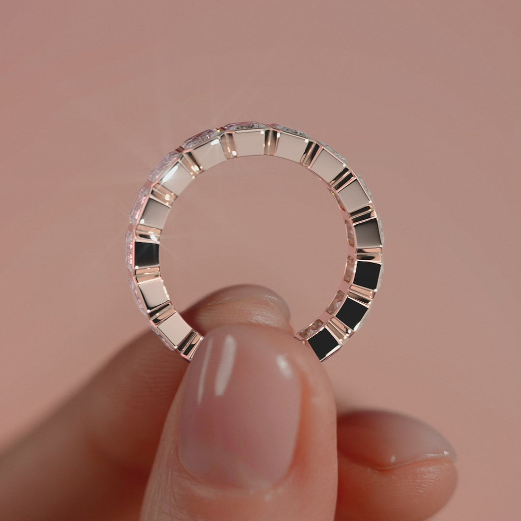 Rose gold Emerald Bezel Diamond Eternity Band