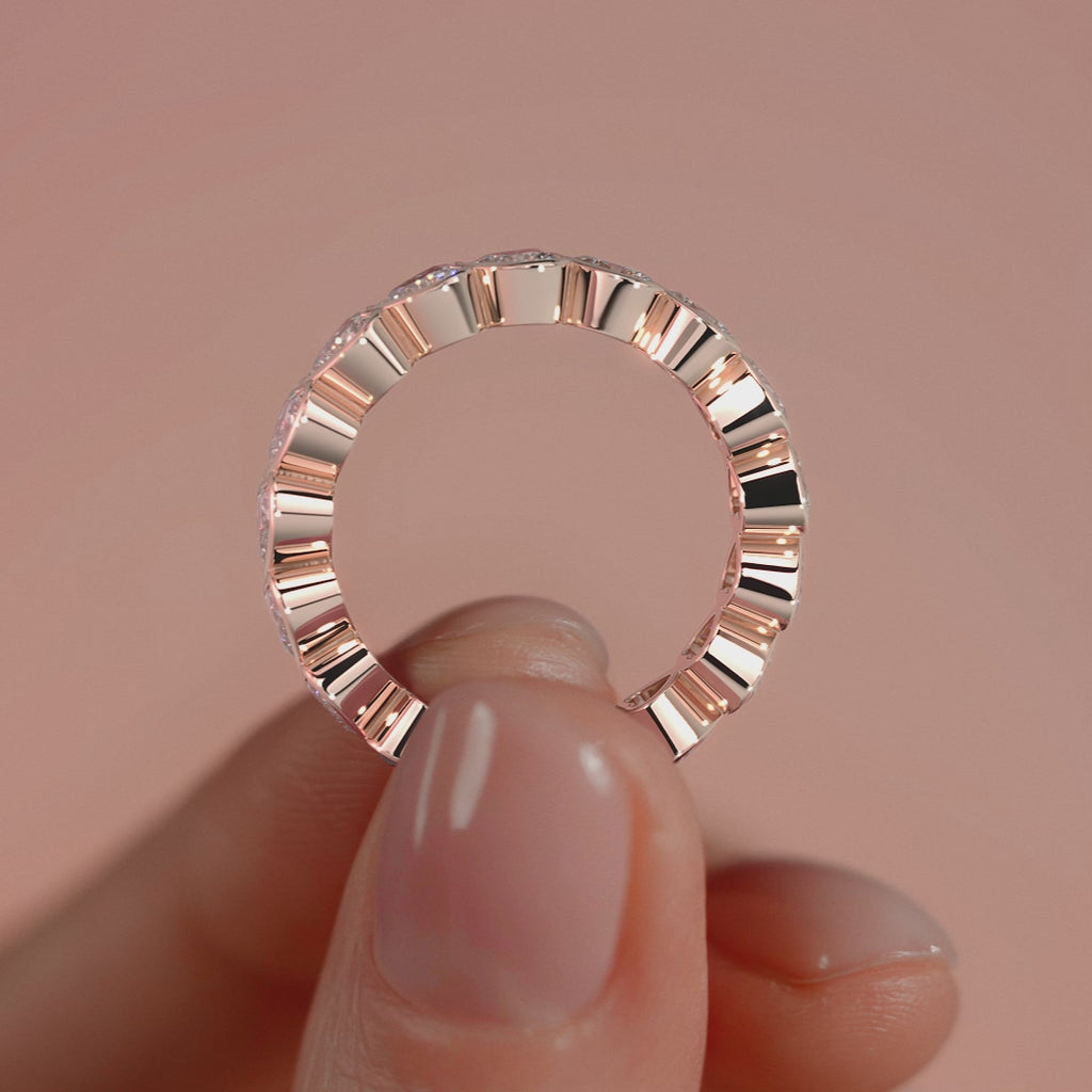 Rose gold East West Heart Bezel Diamond Eternity Band