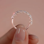 Rose gold Emerald Diamond Half Eternity Band