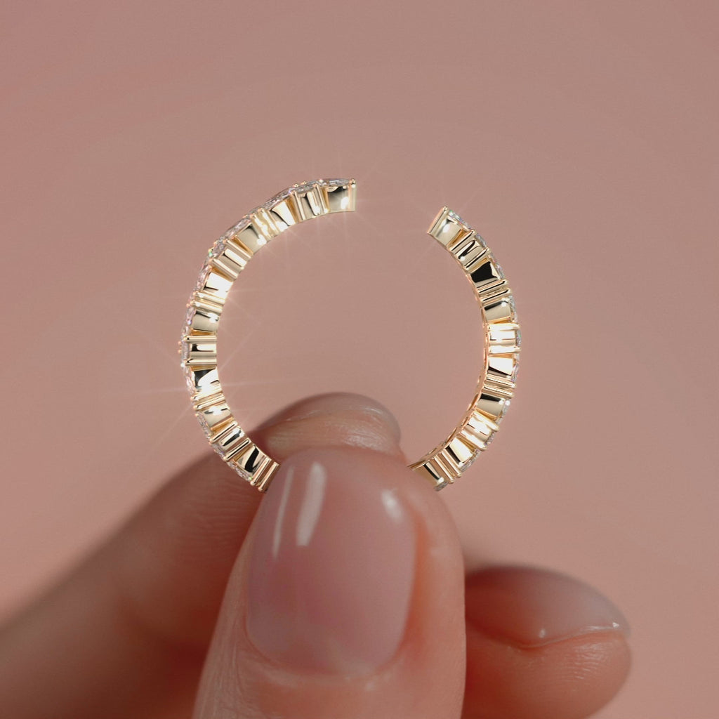 Yellow gold Marquise and Round Diamond Open Eternity Band with Prong Setting
